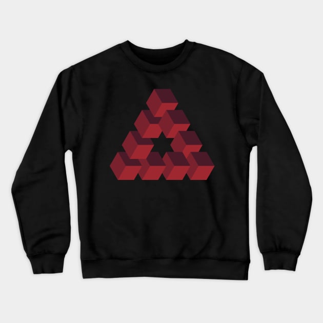 Optical illusion triangle #1- dark reds Crewneck Sweatshirt by DaveDanchuk